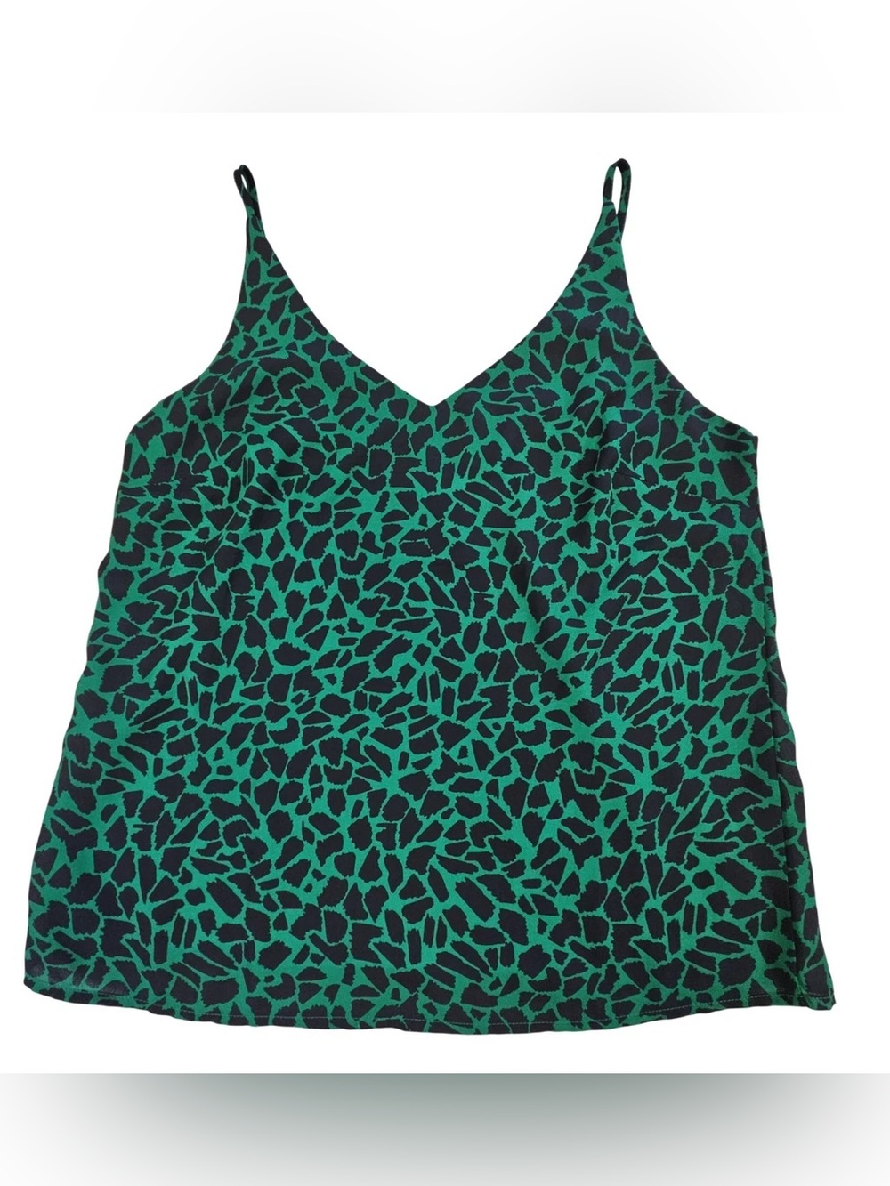 Banana Republic Green and Black Abstract Print V-Neck Cami